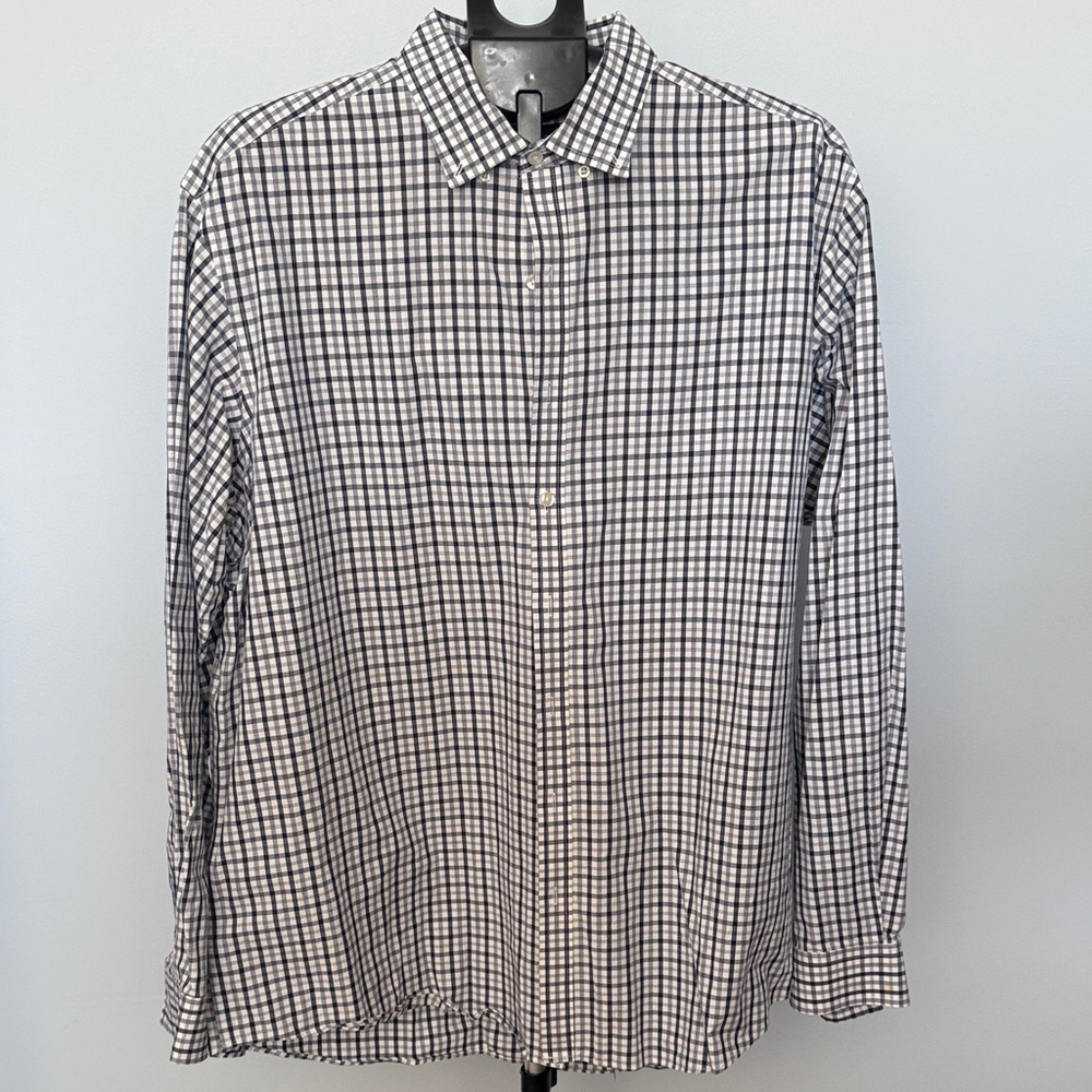 Club Room Blue and White Plaid Shirt